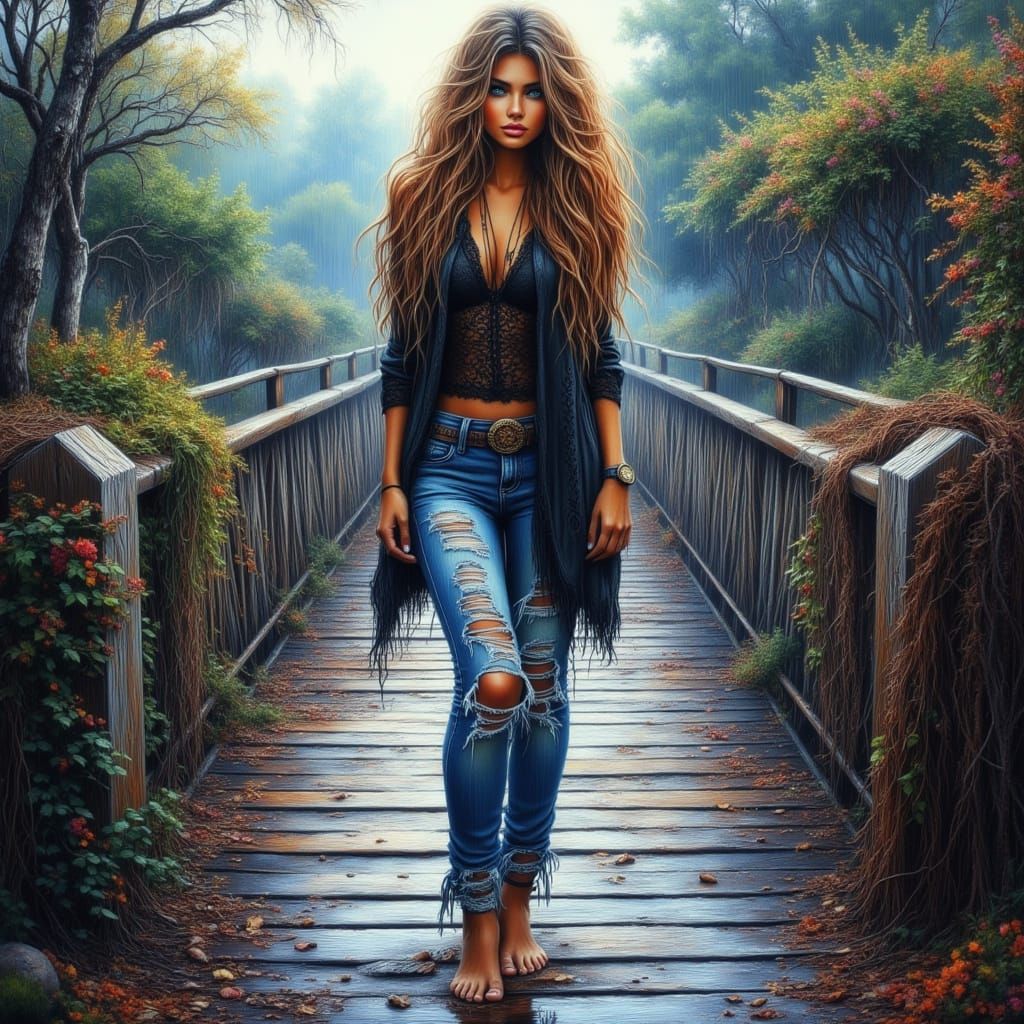 Bohemian Woman's Farewell on Misty Bridge