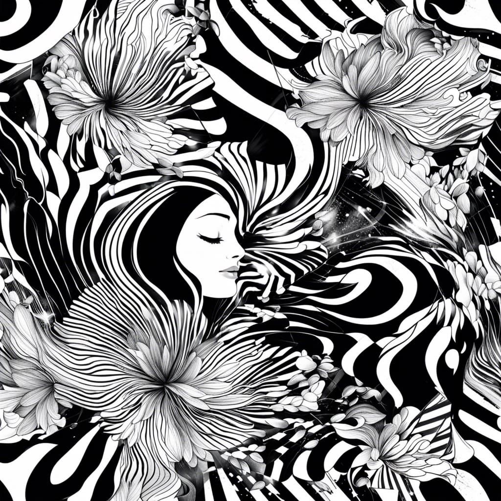 Abstract Line Explosion Portrait of a Woman