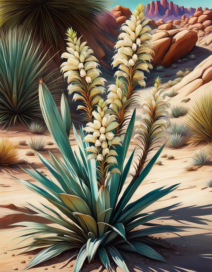 Yucca in Desert, Graffiti Art Style