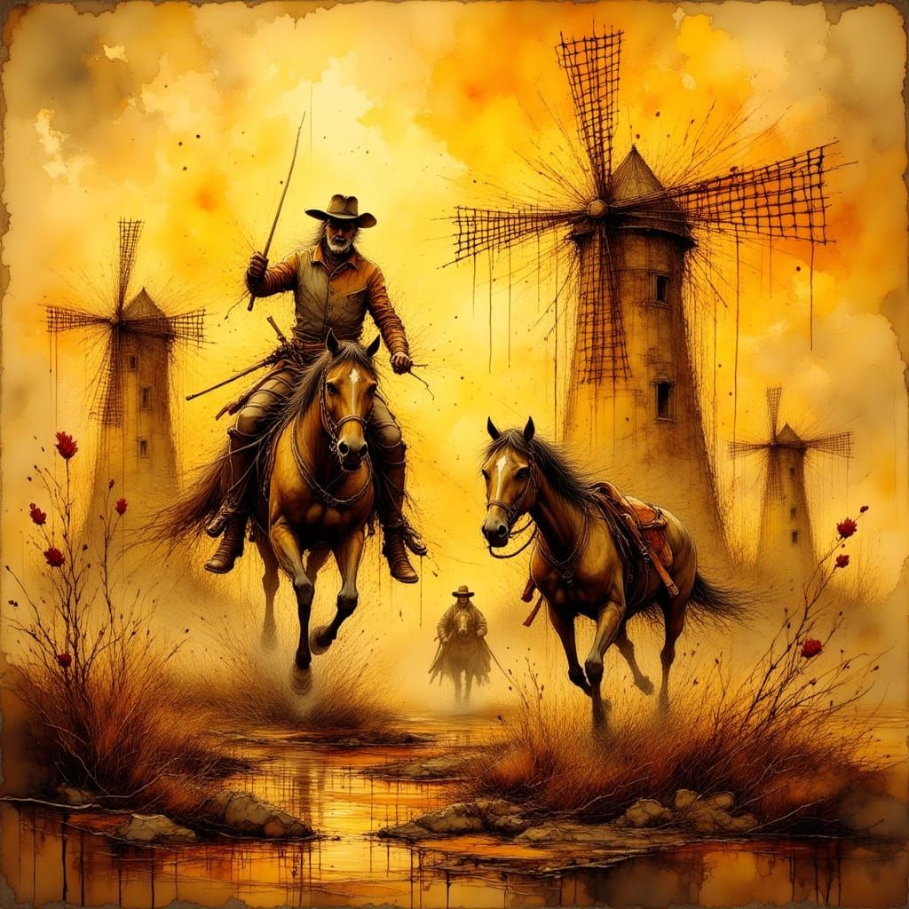 Don Quixote's Abstract Charge Against Windmills