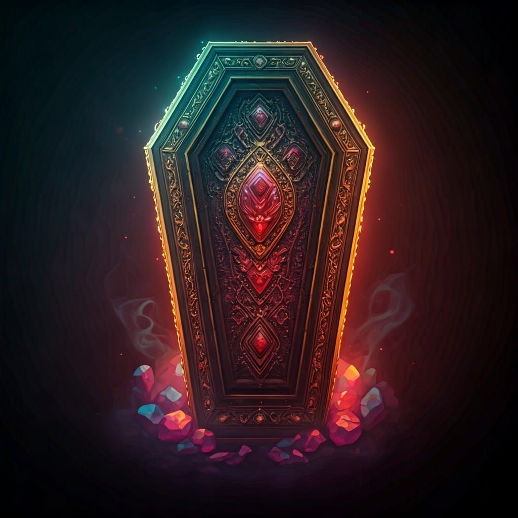 Ornate Coffin Adorned with Gemstones in Fantasy Style