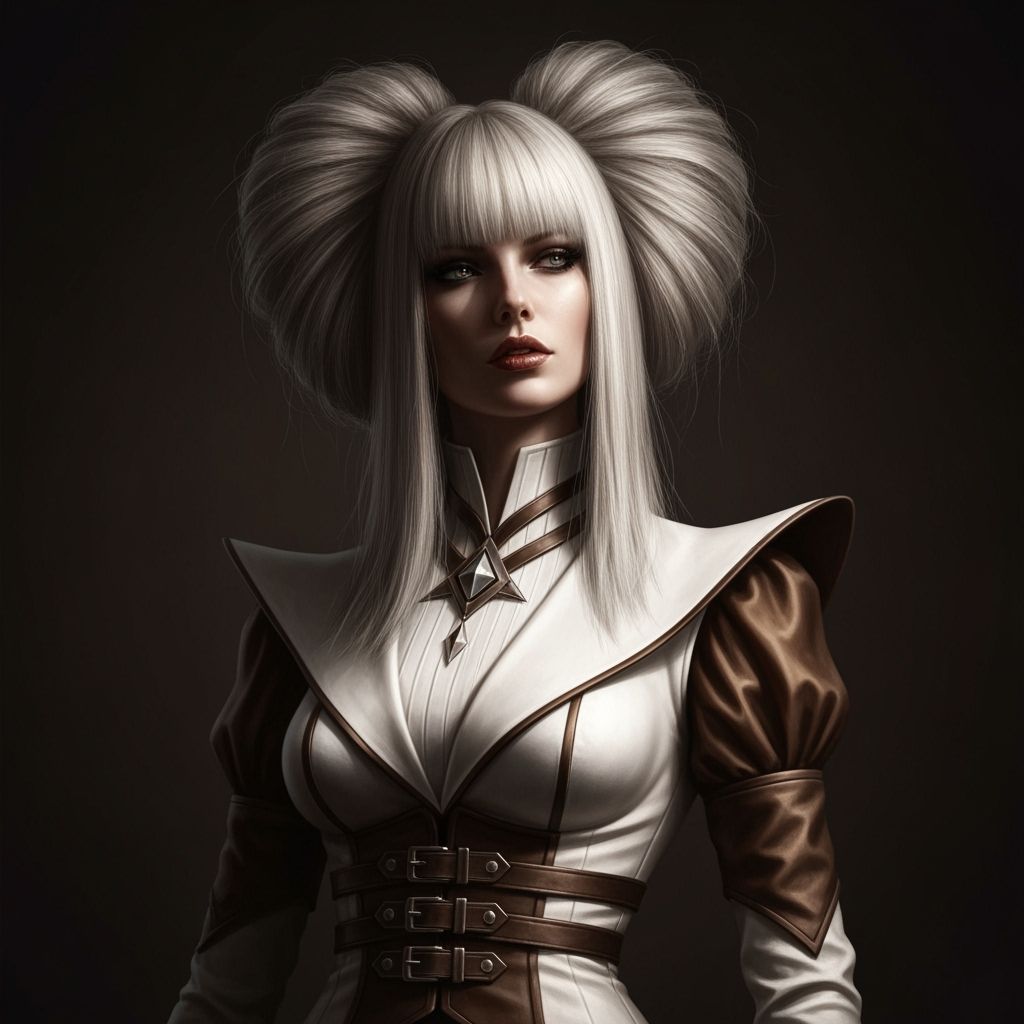 Gothic Chic Woman in White and Brown Attire