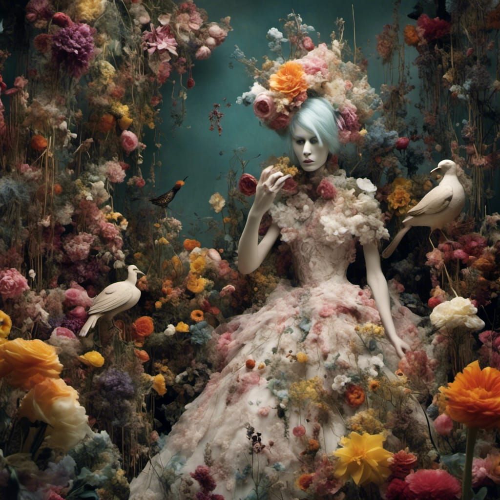 Surreal Garden Scene by Sculptural Performance Artist