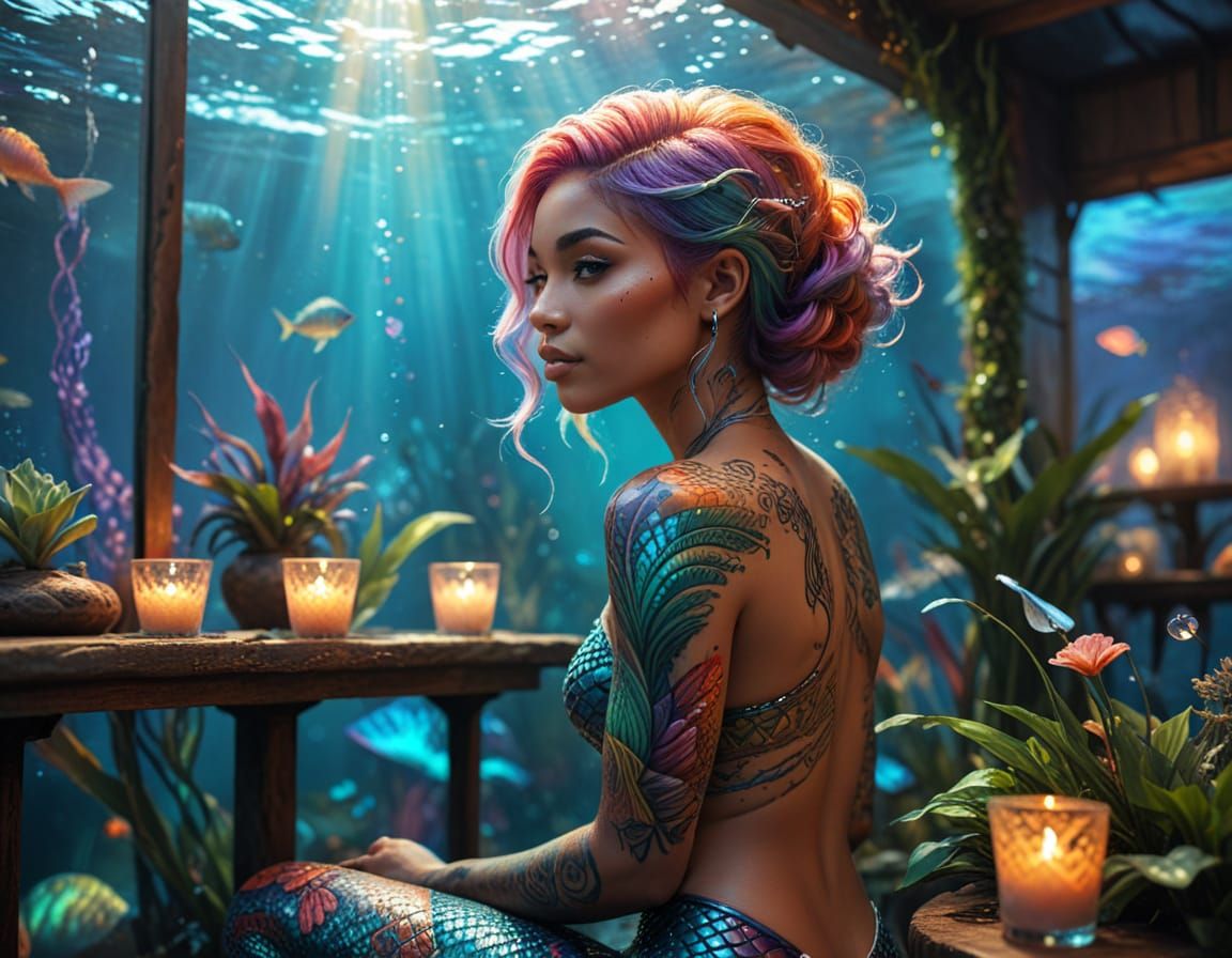 Surreal Underwater Oasis in Vibrant, Photorealistic Style