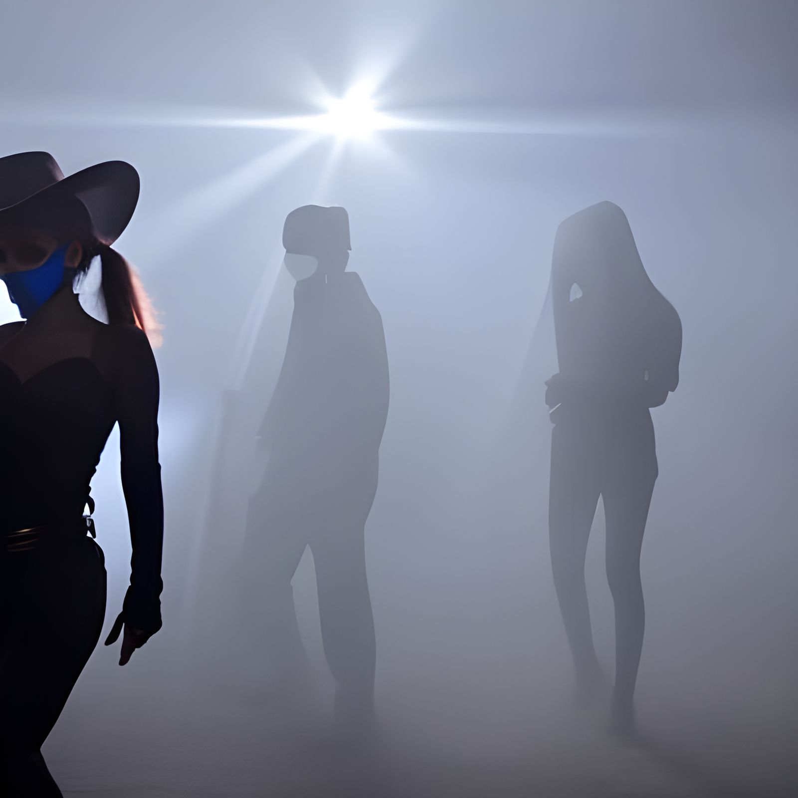 Dark Rave Club Scene with Dancing Shadow Figures