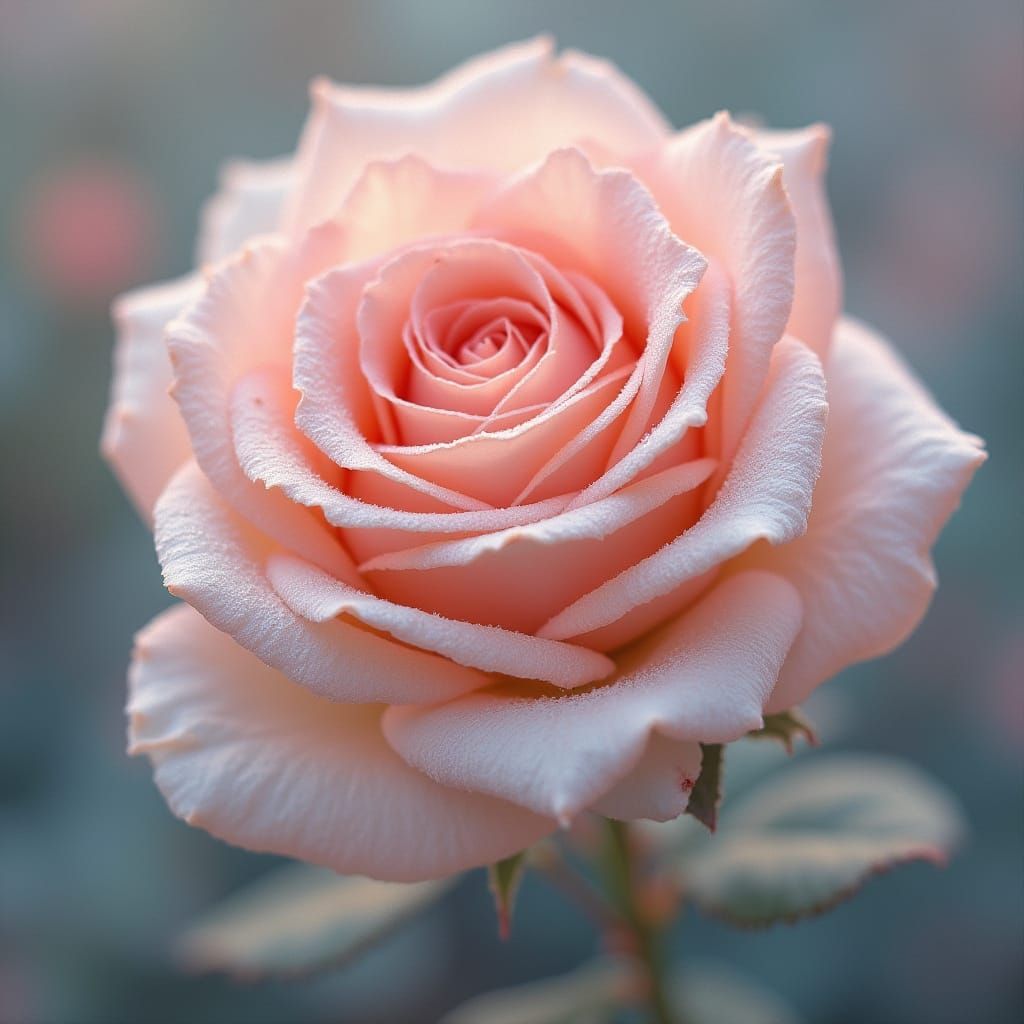 Frosted Rose in Art Nouveau Style