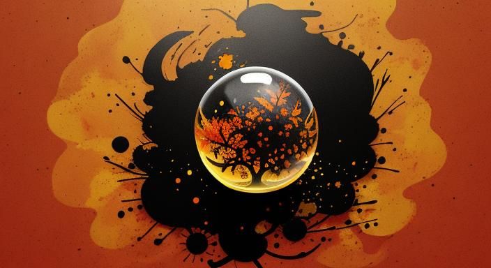 Halloween Ghoul in Glass Sphere, Ink Splatter Art