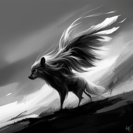 Magical Creature Soaring Through Lightning Storm