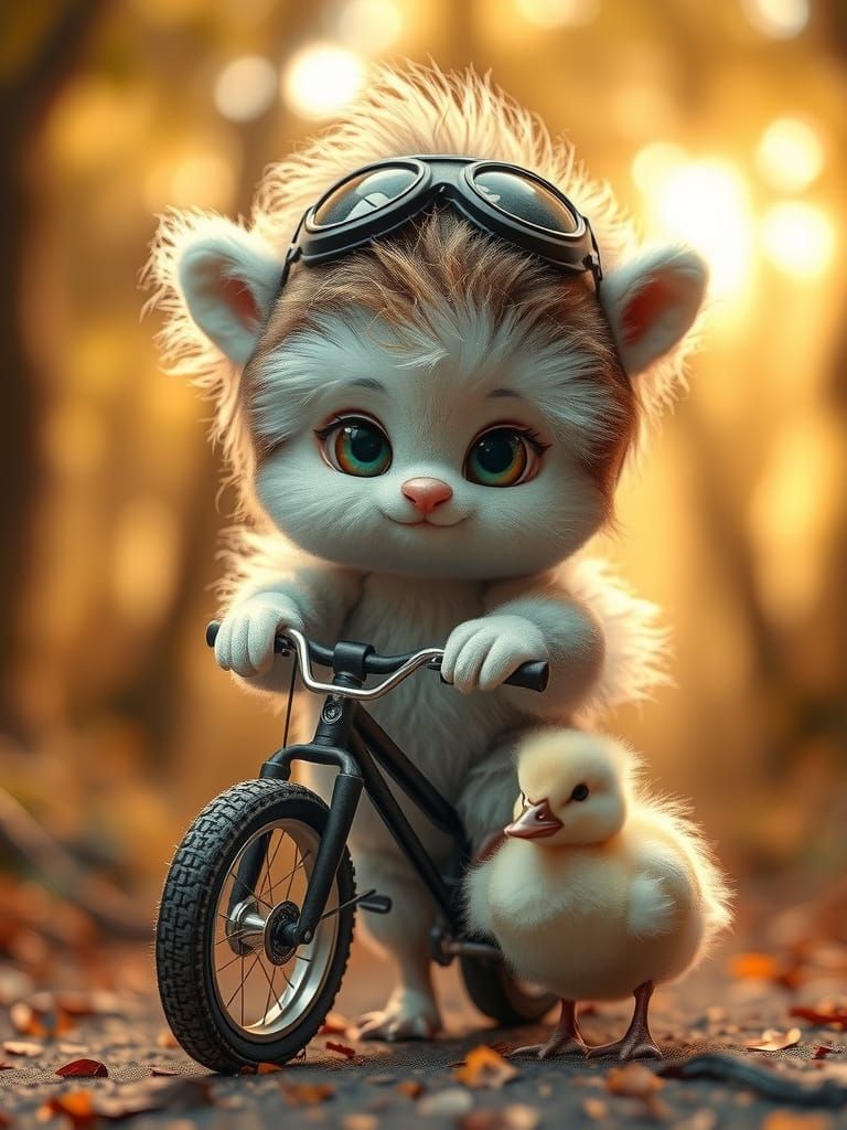 Baby Biker in Enchanted Forest: Fantasy Art