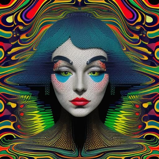 Distorted Face in Glitch Art Style