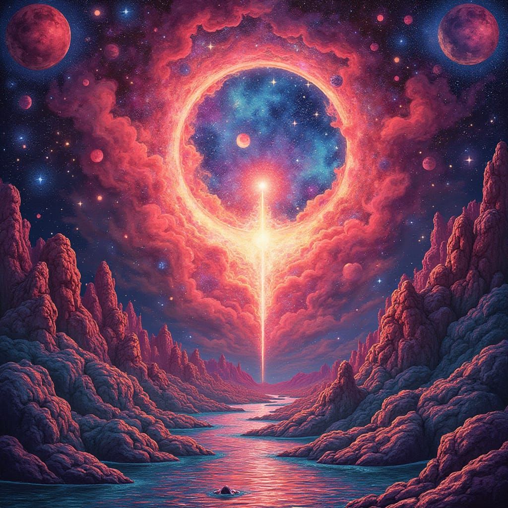 Rose Banner with Astral and Cosmic Designs