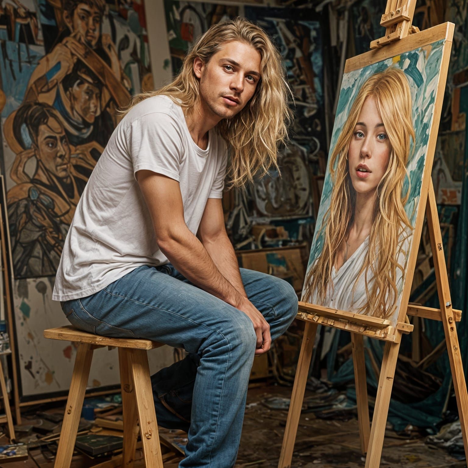 Artist's Inner Struggle: Double Exposition