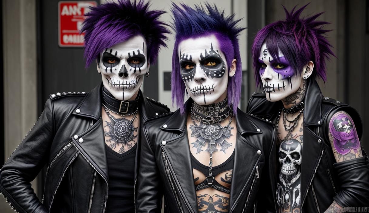 Intimidating Punk Rocker with Skull Face Paint