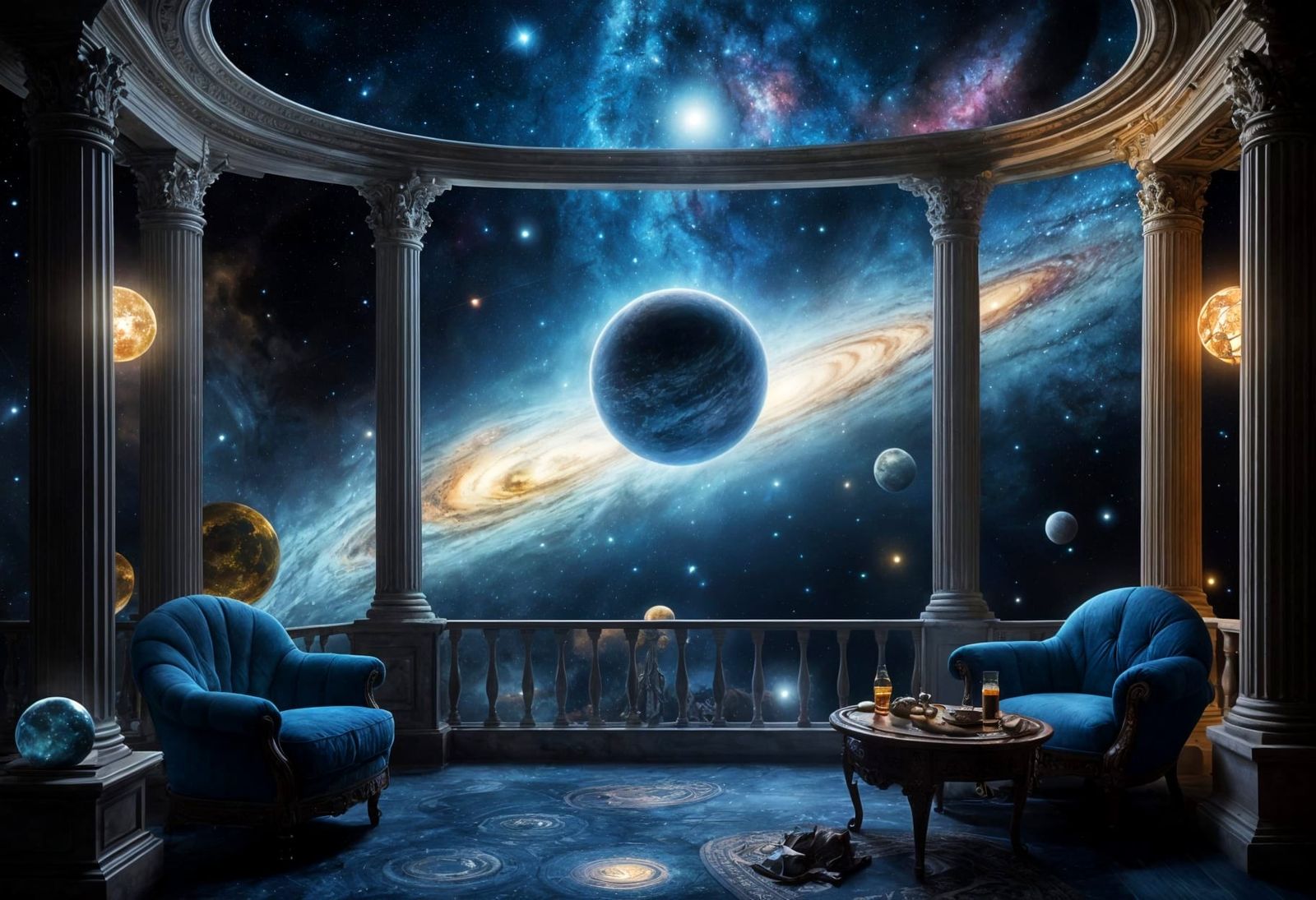 Cosmic Back Porch in Surrealistic Digital Art