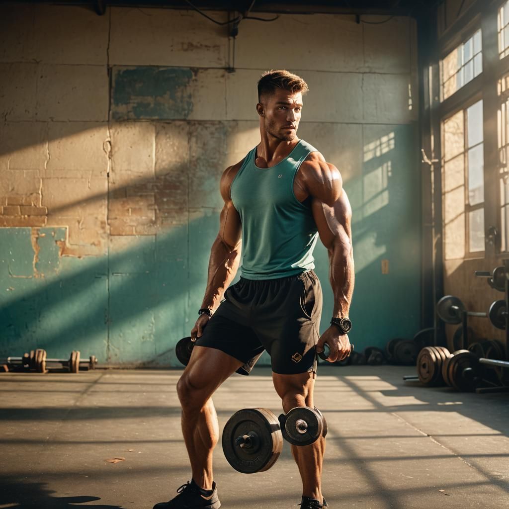 Cinematic Athlete in Golden Light, Gritty Aesthetic