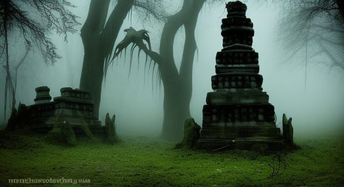 Eerie Jungle Landscape in Tim Burton Style