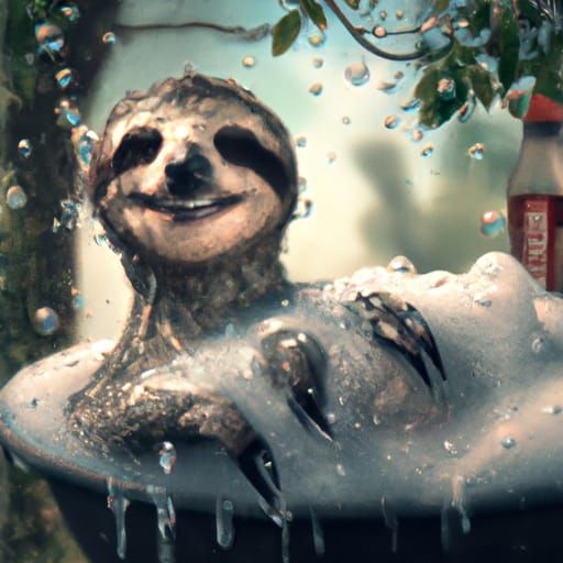 Smiling Sloth's Bubble Bath: Digital Matte Painting