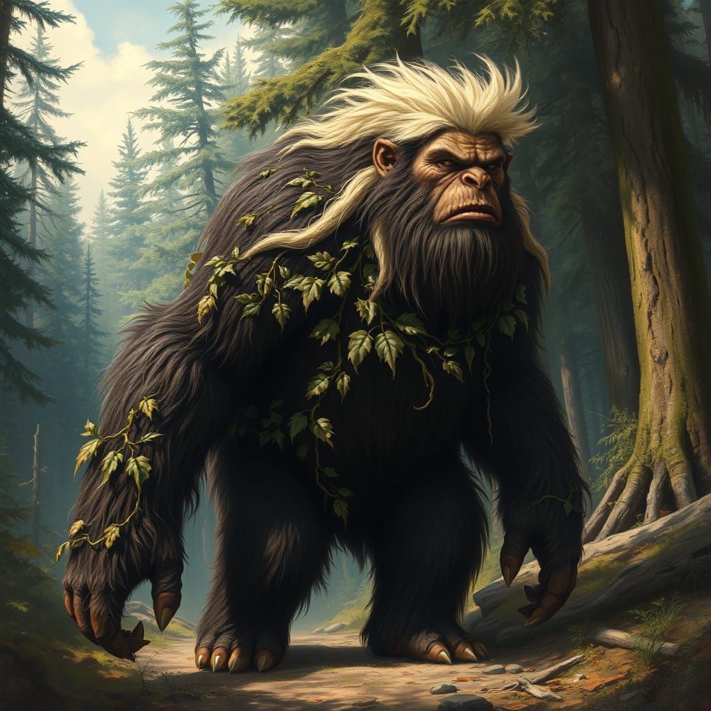 Wild Man Walks in Ontario Forest: Fantasy Art