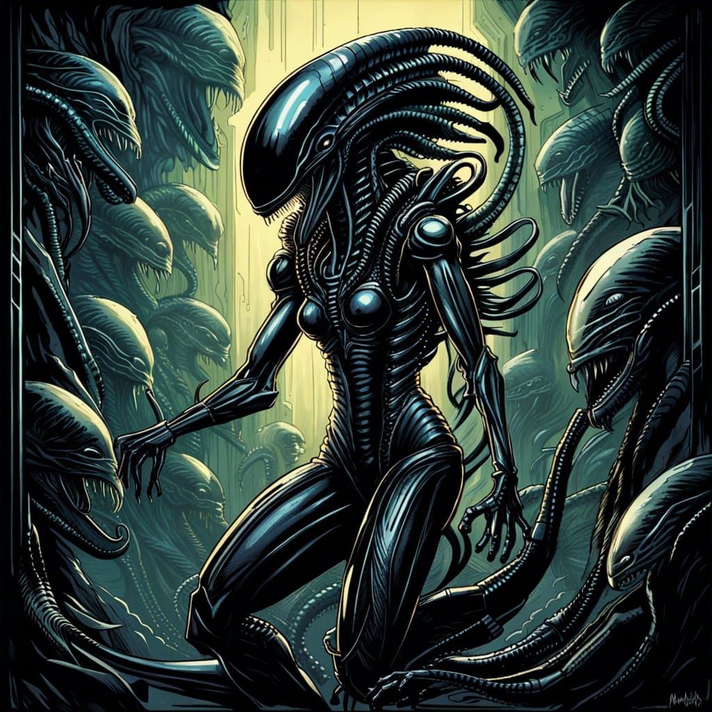 Female Xenomorph Comic Book Art