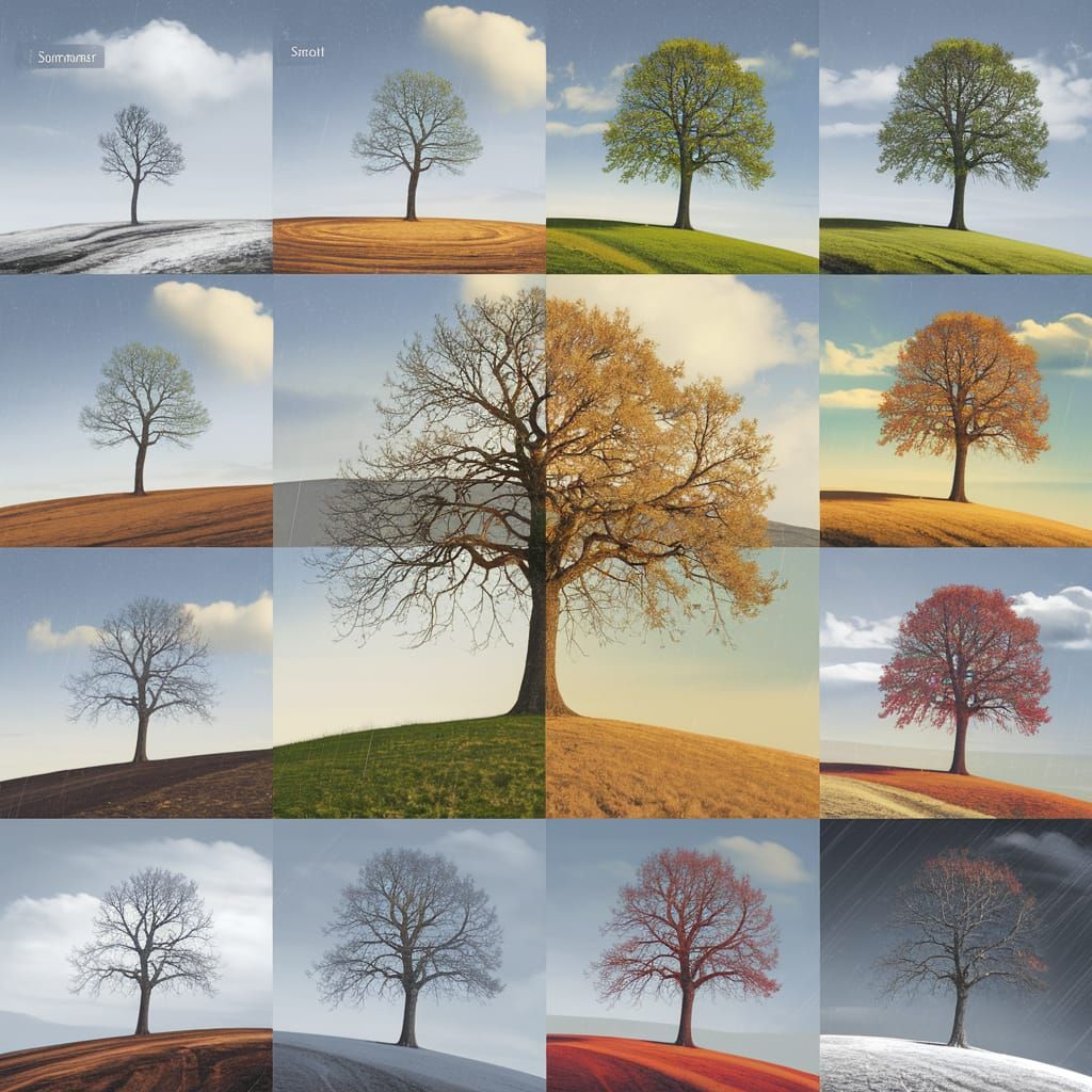 Seasonal Tree Growth in Twelve Panels