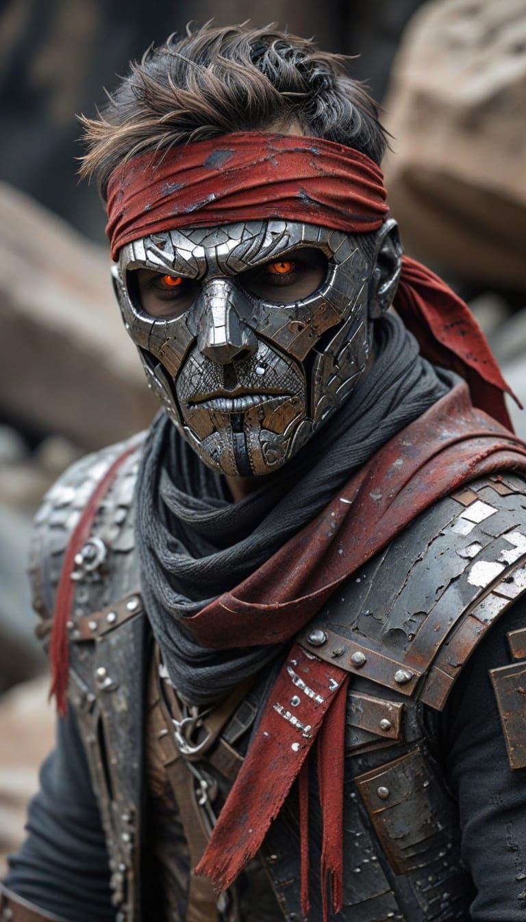 Menacing Bandit Leader in Metallic Mosaic Style