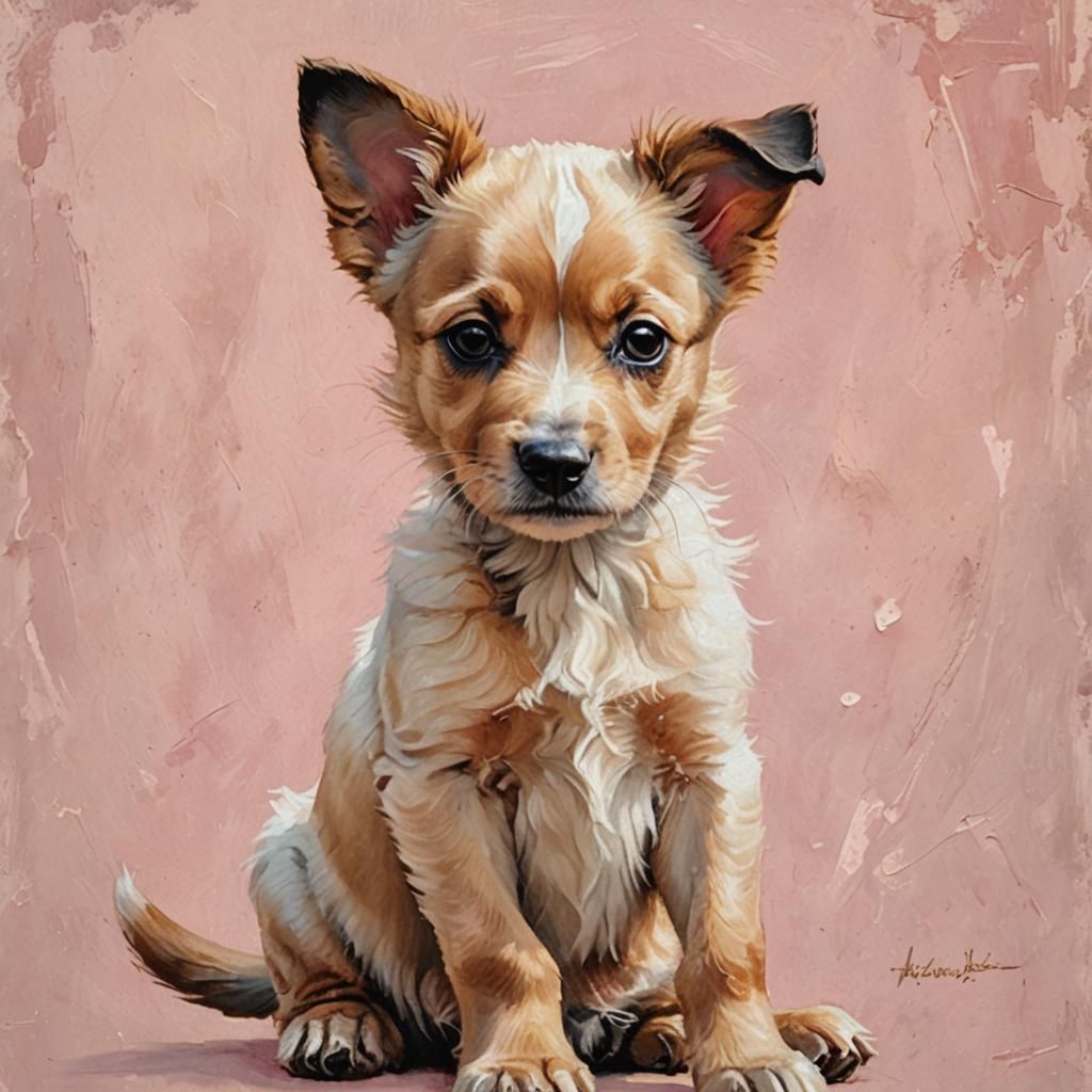 Endearing Puppy Portrait in Norman Rockwell Style