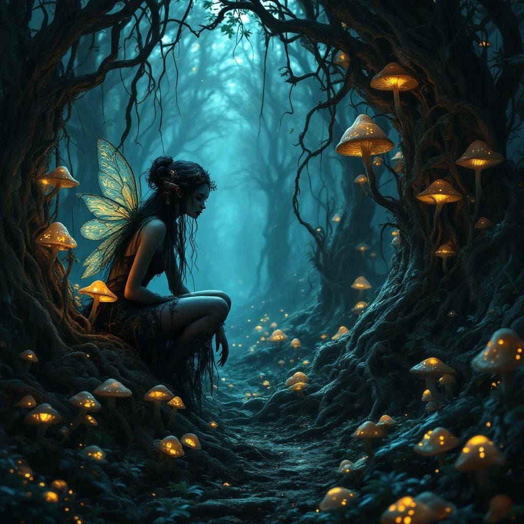 Fairy in Mystical Forest: Surreal Fairycore Portrait