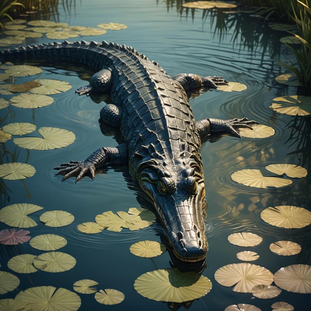 Alligator Swimming: Fantasy Concept Art in Unreal Engine