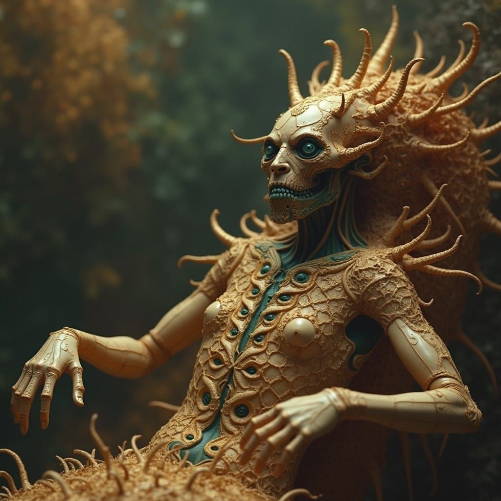 Ethereal Green Nightmare Awakens Futuristic Beast