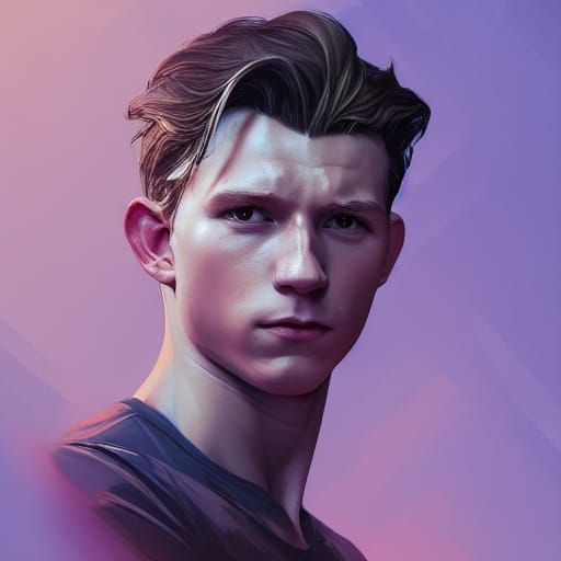 Tom Holland Portrait in Artgerm and Mucha Style