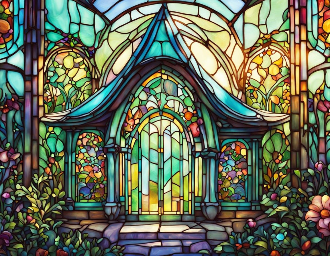 Art Nouveau Stained Glass Hobbit House