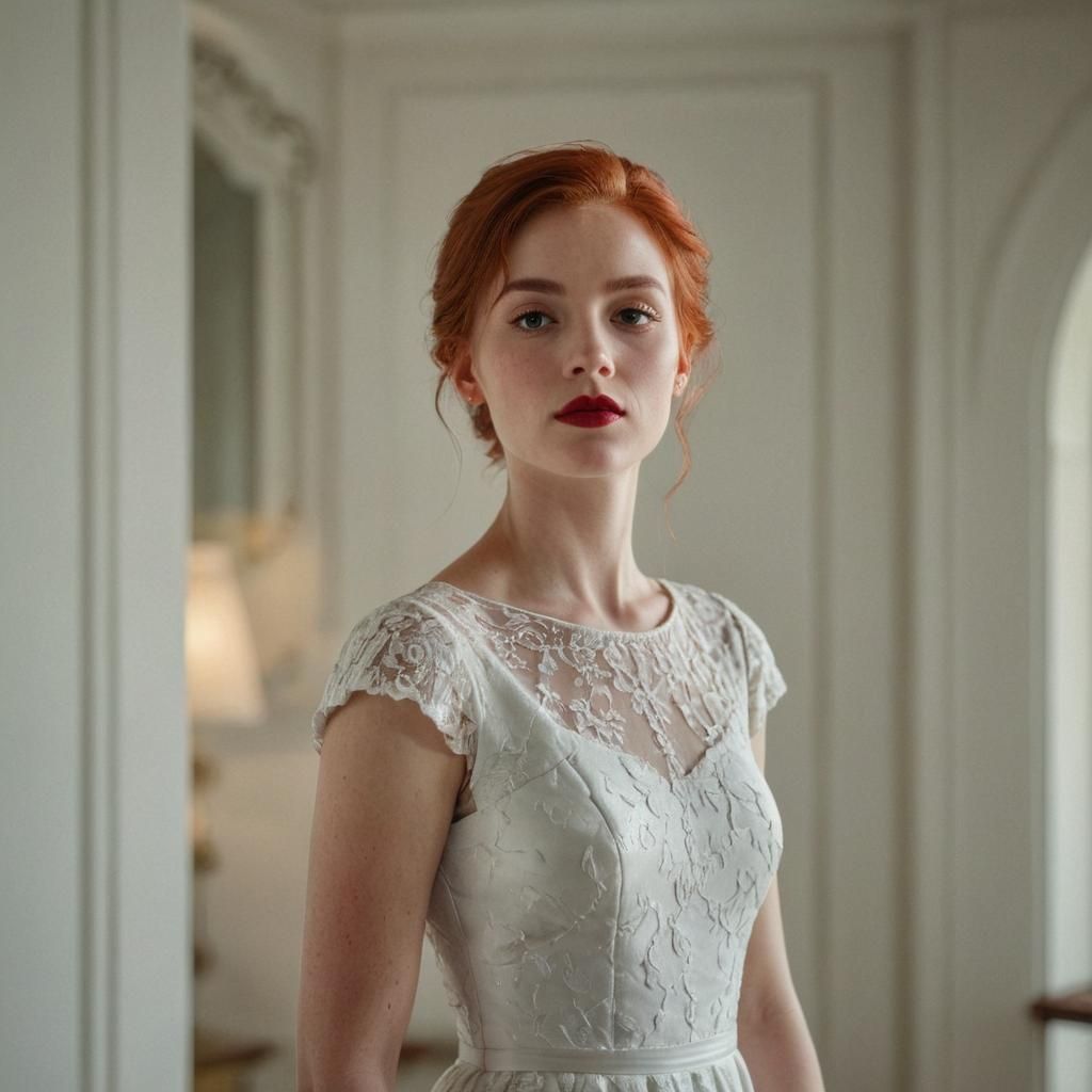 Red-Haired Woman Portrait in Dramatic Lighting