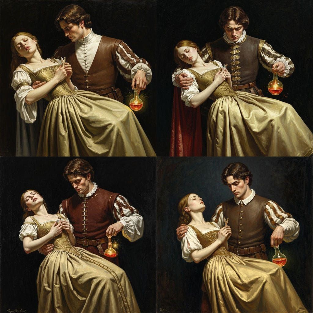 Romeo and Juliet Scene with Healing Potion