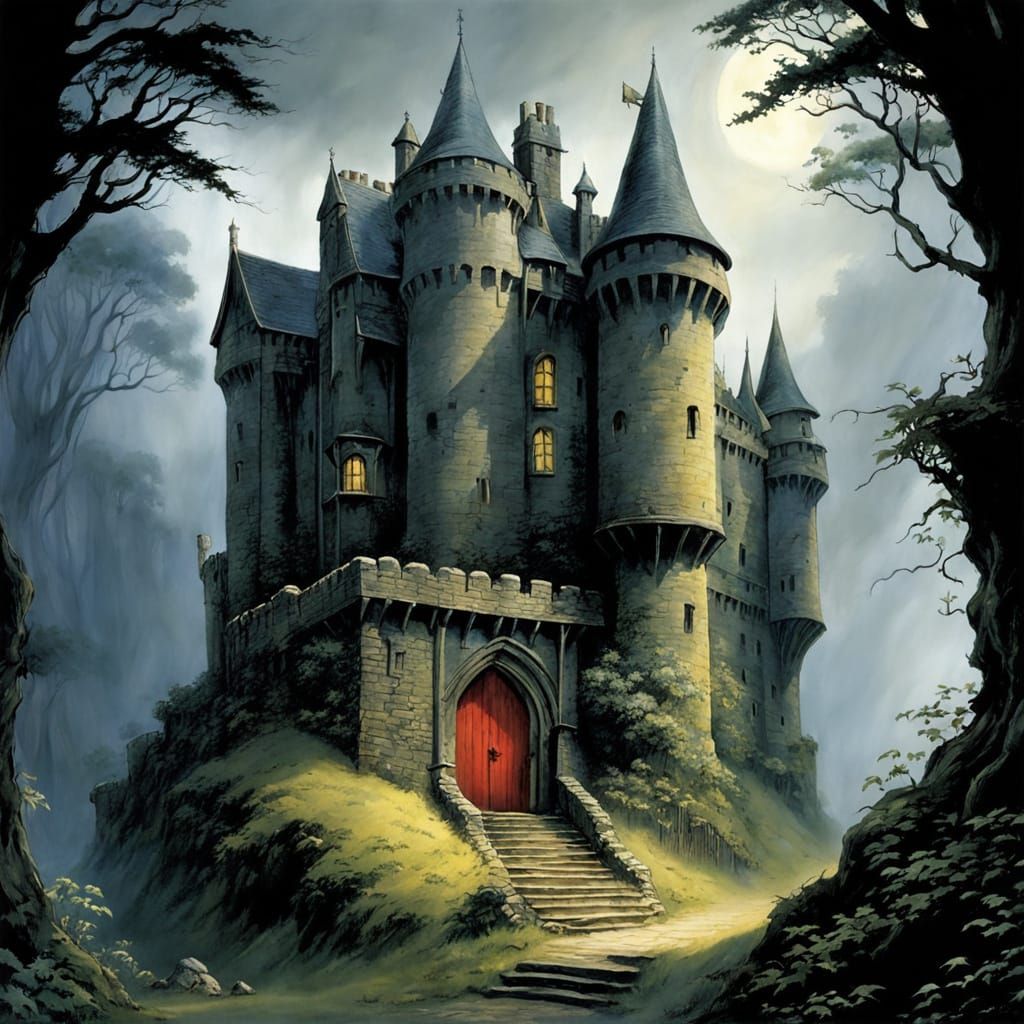 Eldritch Castle in Storybook Illustration Style