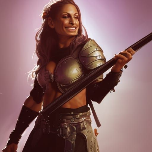 Trish Stratus as Happy Bard in Ornate Digital Art