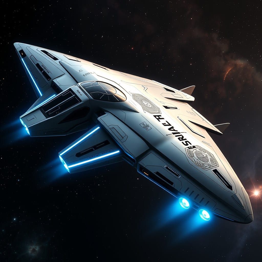 Futuristic Starship Blending Freight and Luxury Yacht Design...