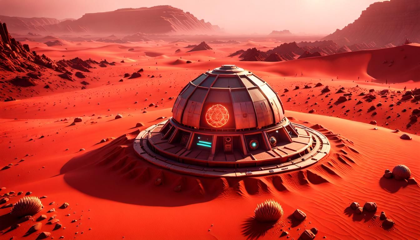 Martian Desert Mandalas in 3D Game Style