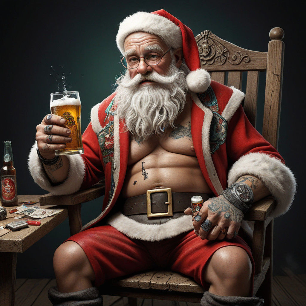 Surreal Santa Claus Sits Amongst Toy Disaster in Dark Fantas...