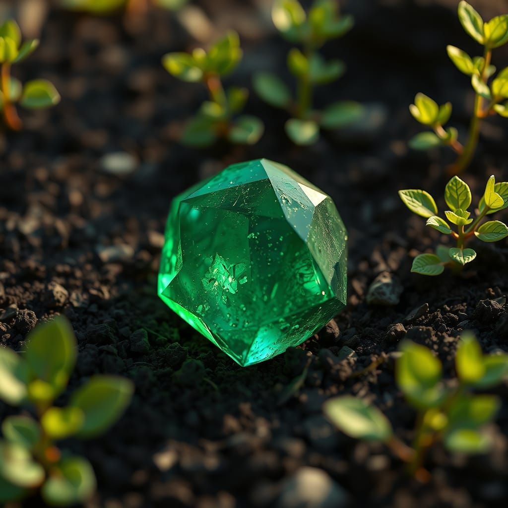 Emerald Mineral in a Tropical Garden Setting