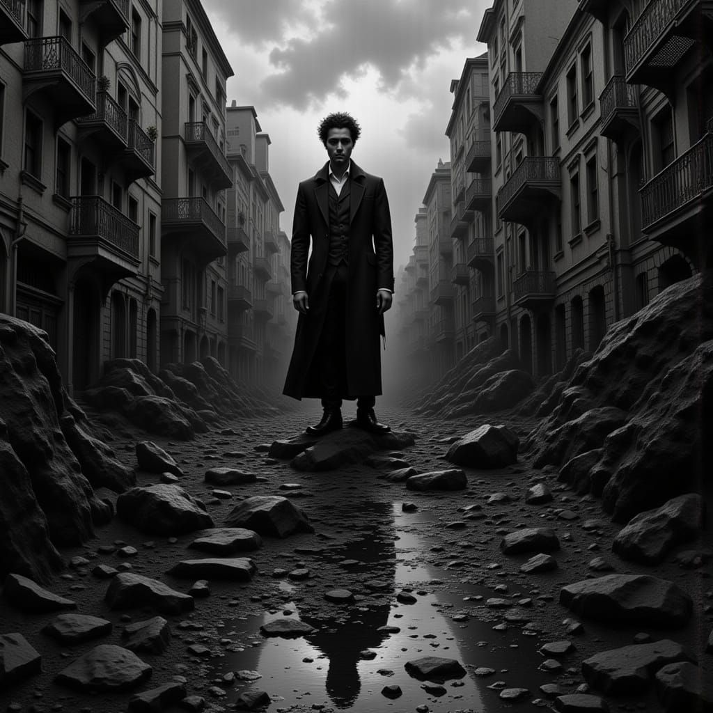 Black and White Noir Mystery Cityscape