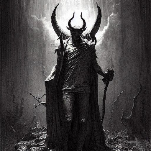 Horror Devil Messi in Gustave Doré Style