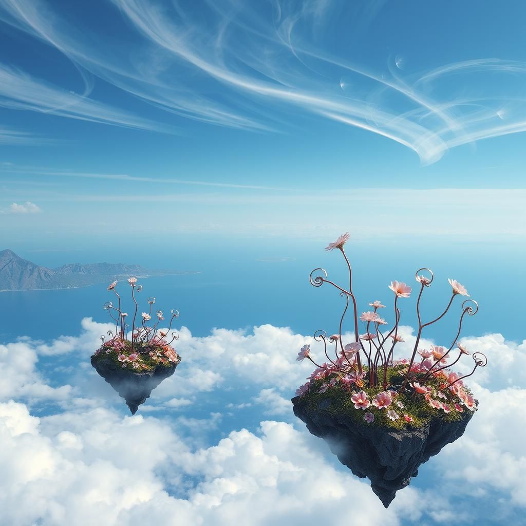 Surreal Floating Islands Dreamscape with Inverted Mountains