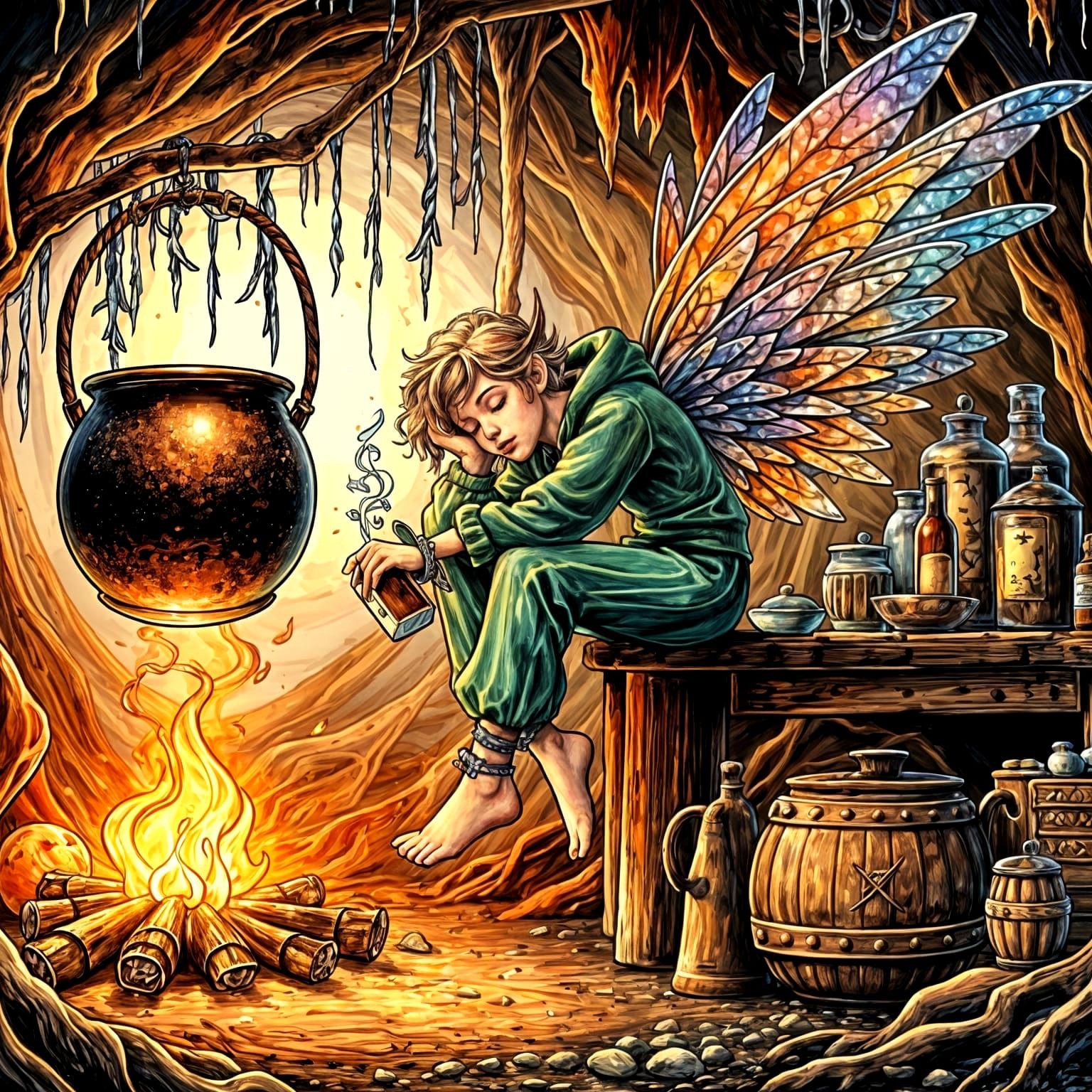 Whimsical Morning Fairy in Dreamlike Slumber