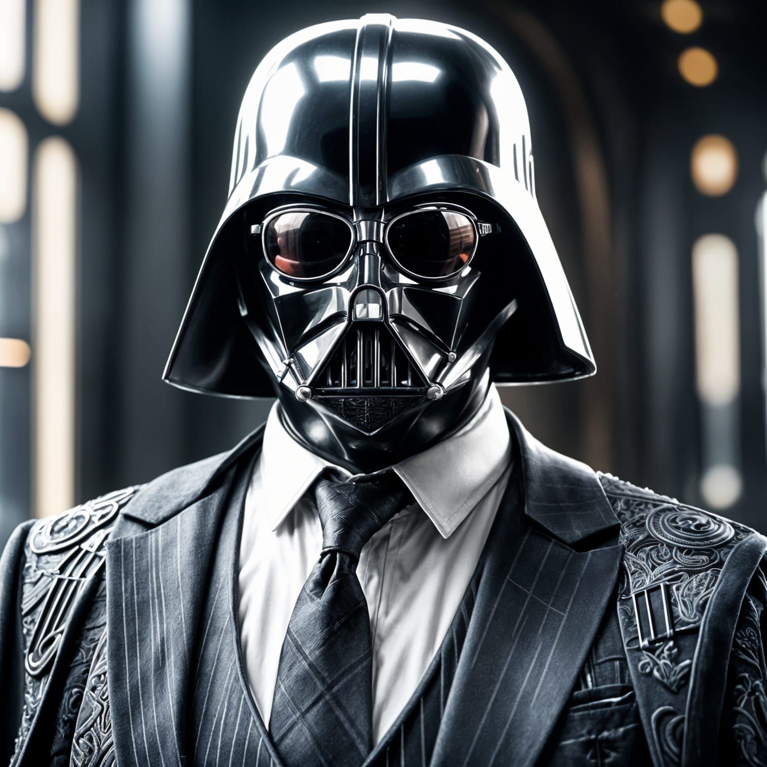 Darth Vader in Suit: Hyperrealistic Cinematic Portrait