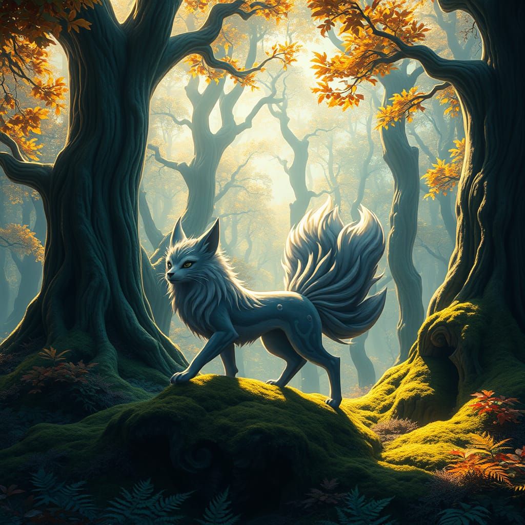 Mystical Kitsune in an Enchanted Forest