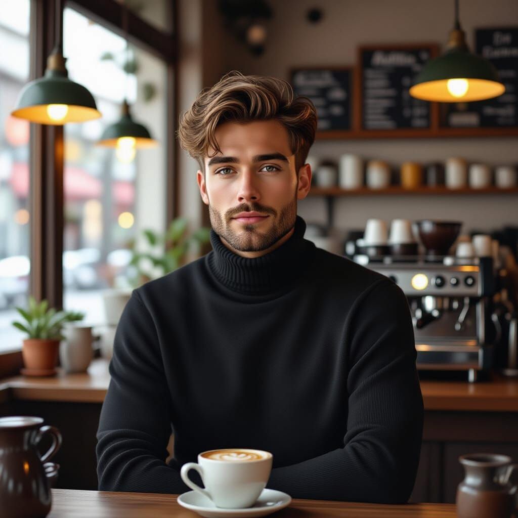 Melancholic Barista in Detailed Matte Painting Style