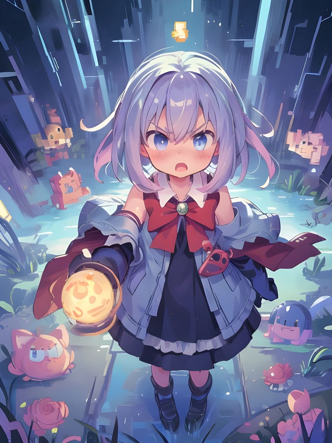 Pixel Art Sorceress Casting Magic