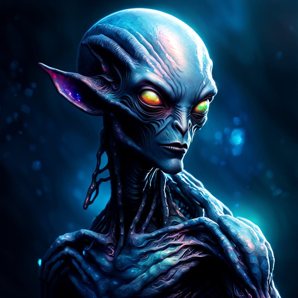 Humanoid Alien with Glowing Eyes: Concept Art