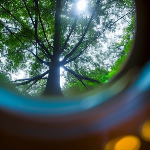 Hyper realistic beautiful glowing tree inside a tree house i...
