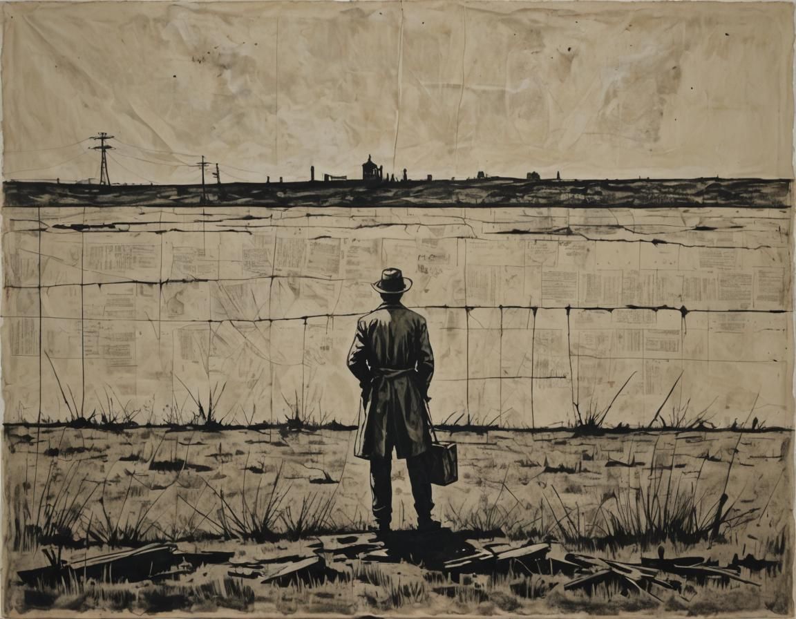 Figures in Distance: Kentridge-Inspired Charcoal Drawing